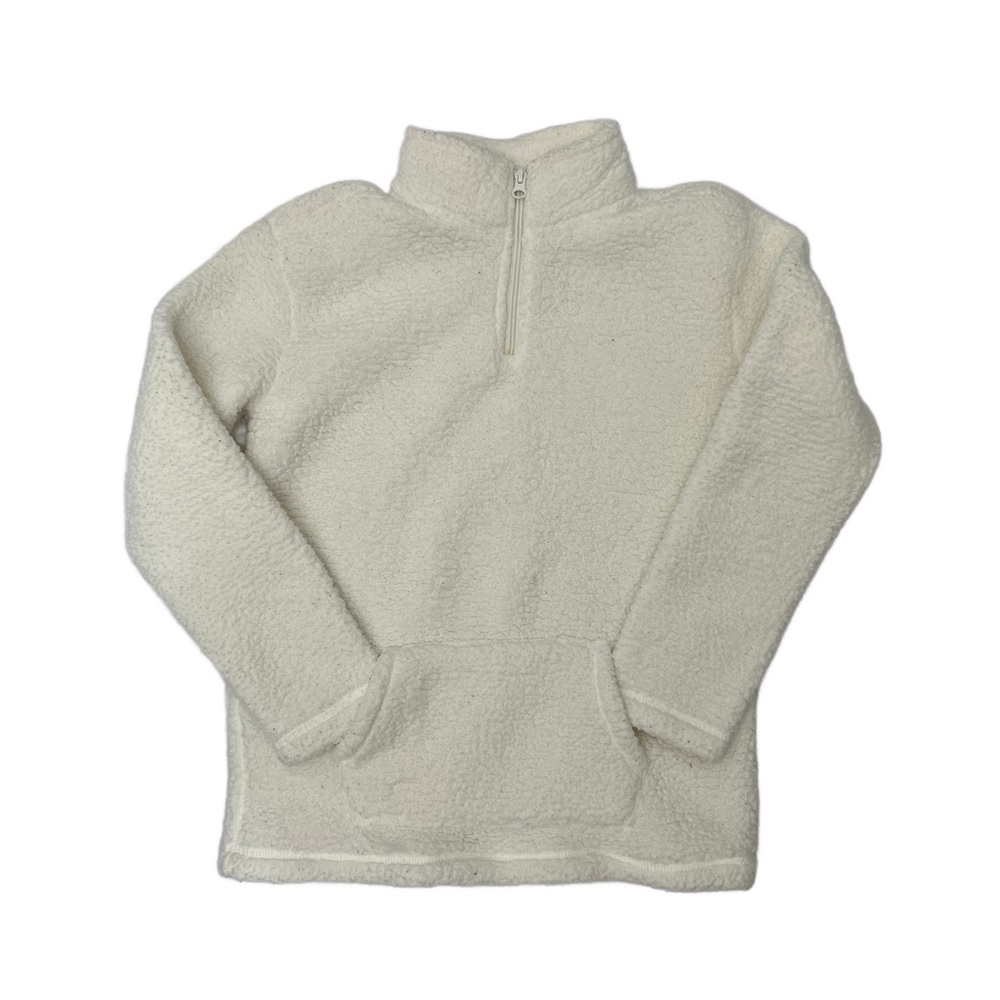 The Children's Place L (10/12) White Faux Fur Fleece Jacket Full Zip Coat Sweate